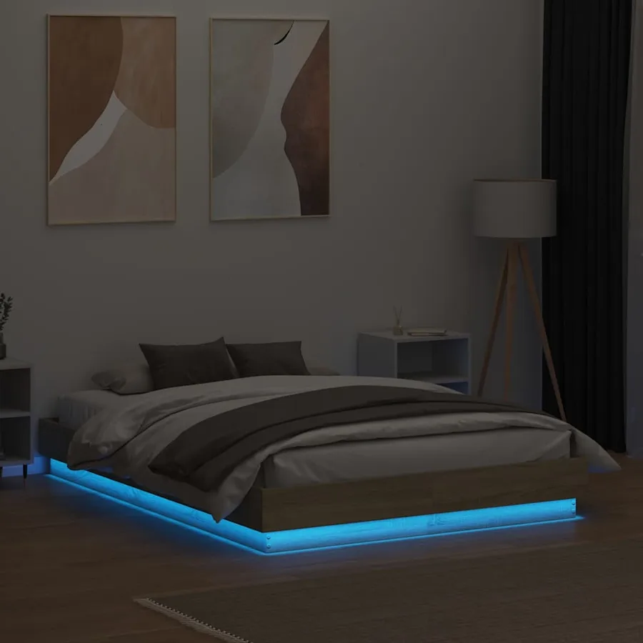 Cadre de lit avec LED sans matelas chêne sonoma 120x190 cm - 4