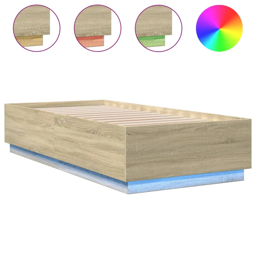 Cadre de lit avec LED sans matelas chêne sonoma 90x200 cm - 2