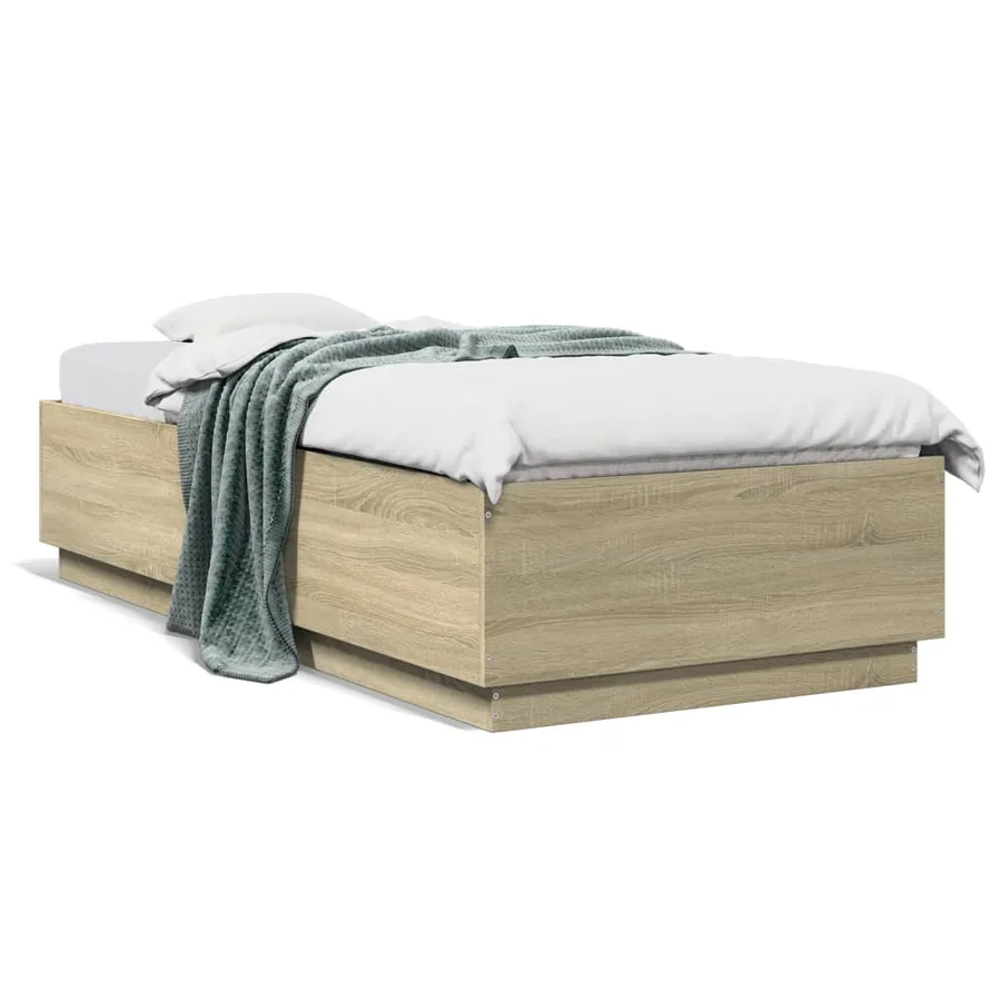 Cadre de lit avec LED sans matelas chêne sonoma 90x200 cm - 5