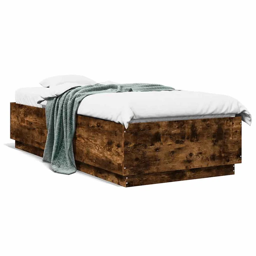 Cadre de lit avec LED sans matelas chêne fumé 100x200 cm - 5