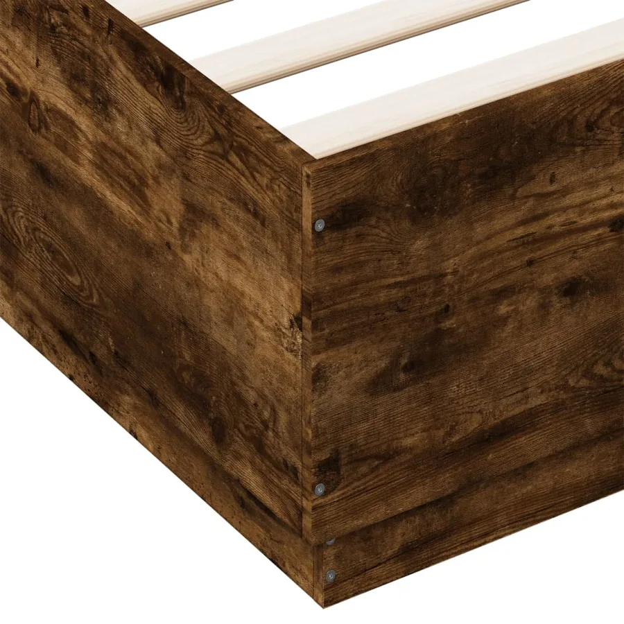 Cadre de lit avec LED sans matelas chêne fumé 200x200 cm - 9