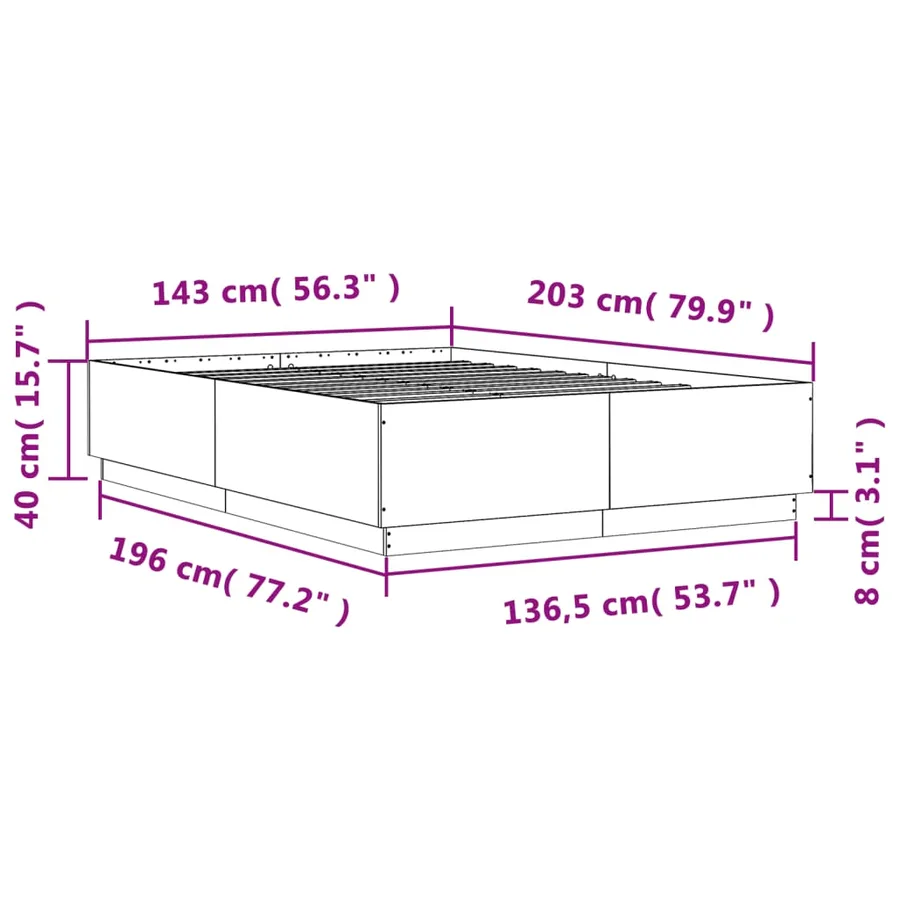 Cadre de lit avec LED sans matelas chêne fumé 140x200 cm - 14