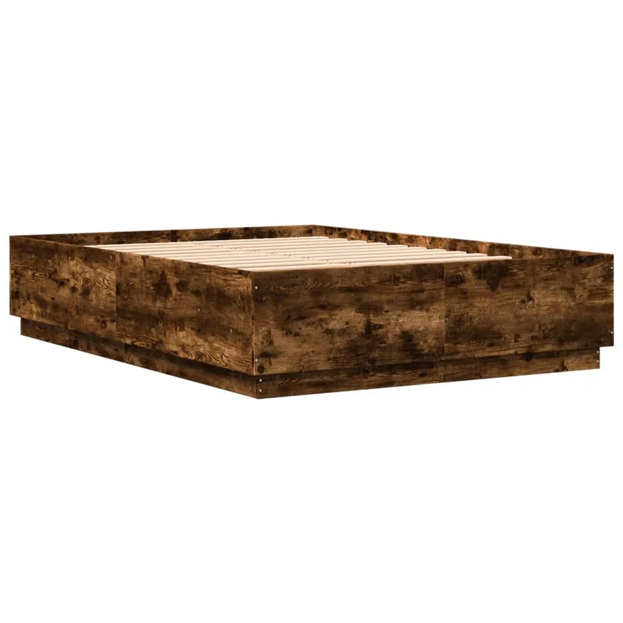 Cadre de lit avec LED sans matelas chêne fumé 140x200 cm - 3