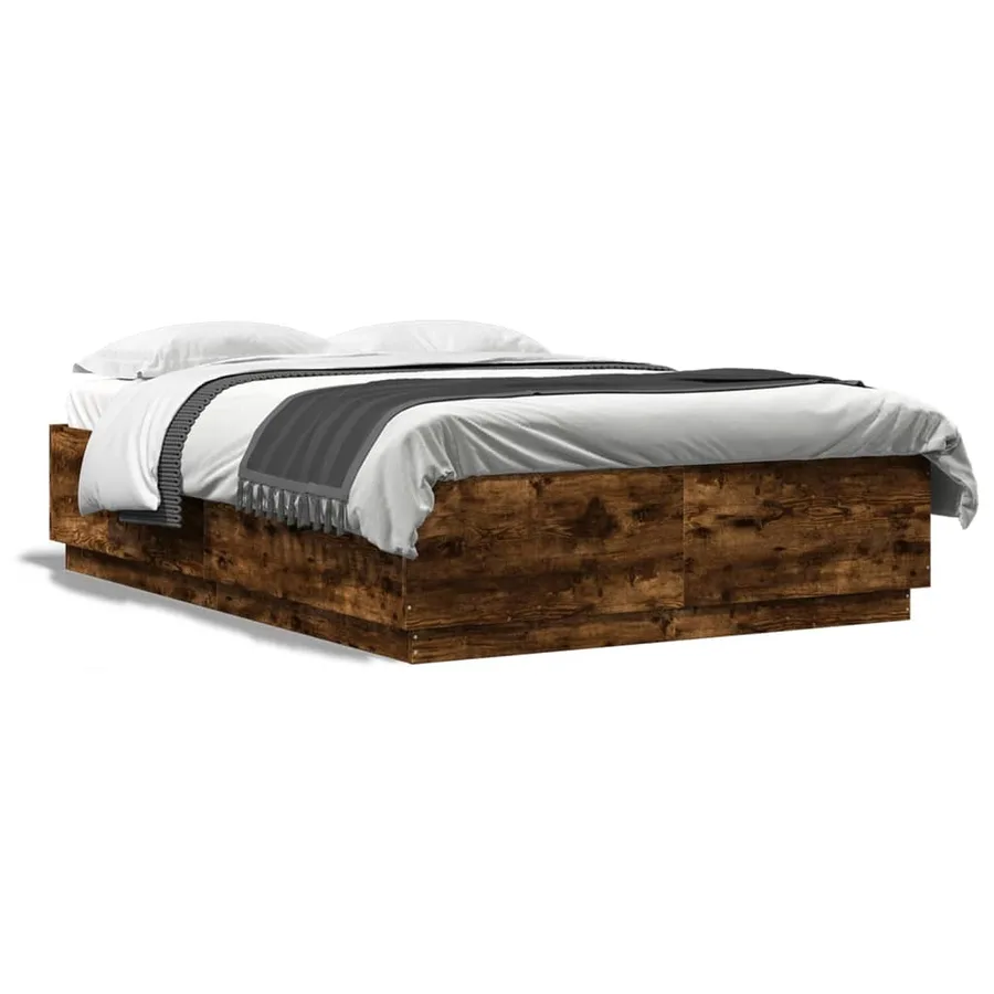Cadre de lit avec LED sans matelas chêne fumé 140x200 cm - 5