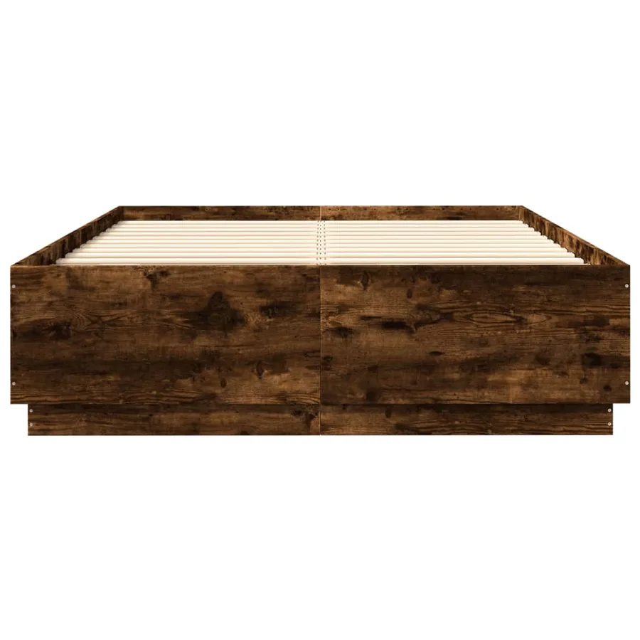 Cadre de lit avec LED sans matelas chêne fumé 140x200 cm - 6