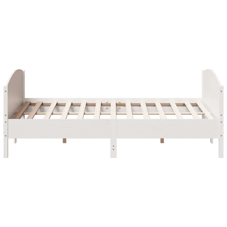 Cadre de lit sans matelas blanc 180x200 cm bois massif de pin - 5