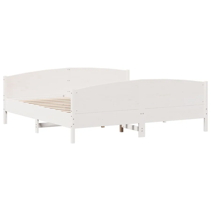 Cadre de lit sans matelas blanc 180x200 cm bois massif de pin - 6
