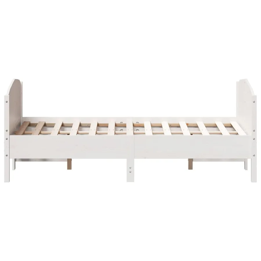 Cadre de lit sans matelas blanc 120x190 cm bois de pin massif - 5