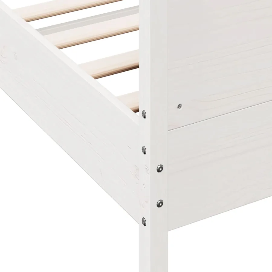 Cadre de lit sans matelas blanc 120x190 cm bois de pin massif - 7