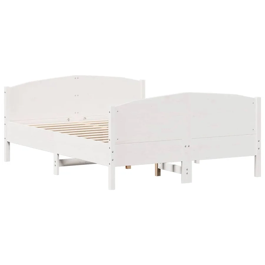 Cadre de lit sans matelas blanc 150x200 cm bois de pin massif - 6