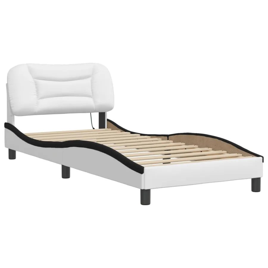 Cadre de lit avec LED sans matelas Hvar blanc et noir 90x190 cm - 3