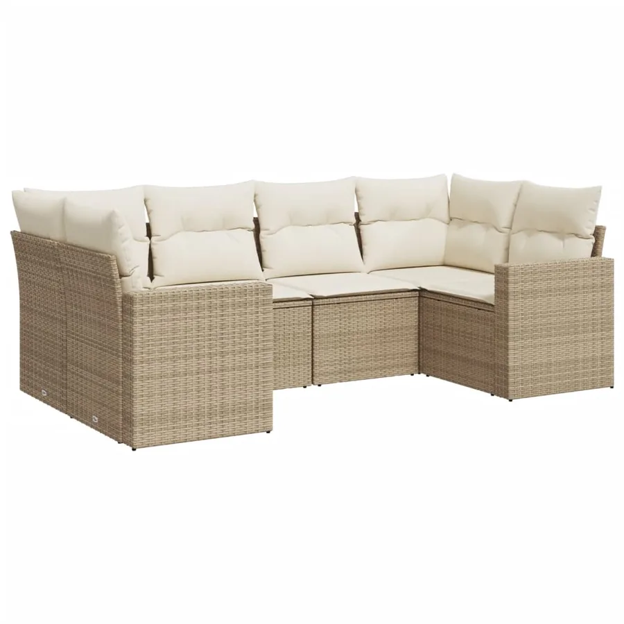 Salon de jardin avec coussins 6 pcs beige résine tressée - 2