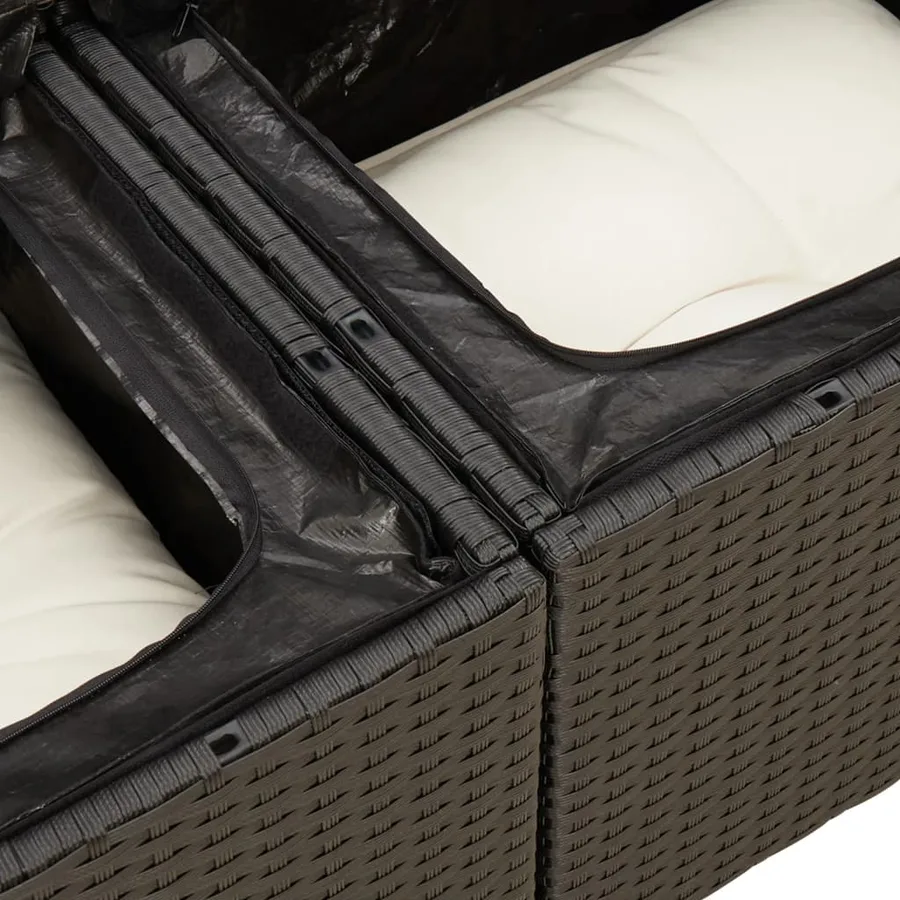Salon de jardin 8 pcs avec coussins noir résine tressée - 7