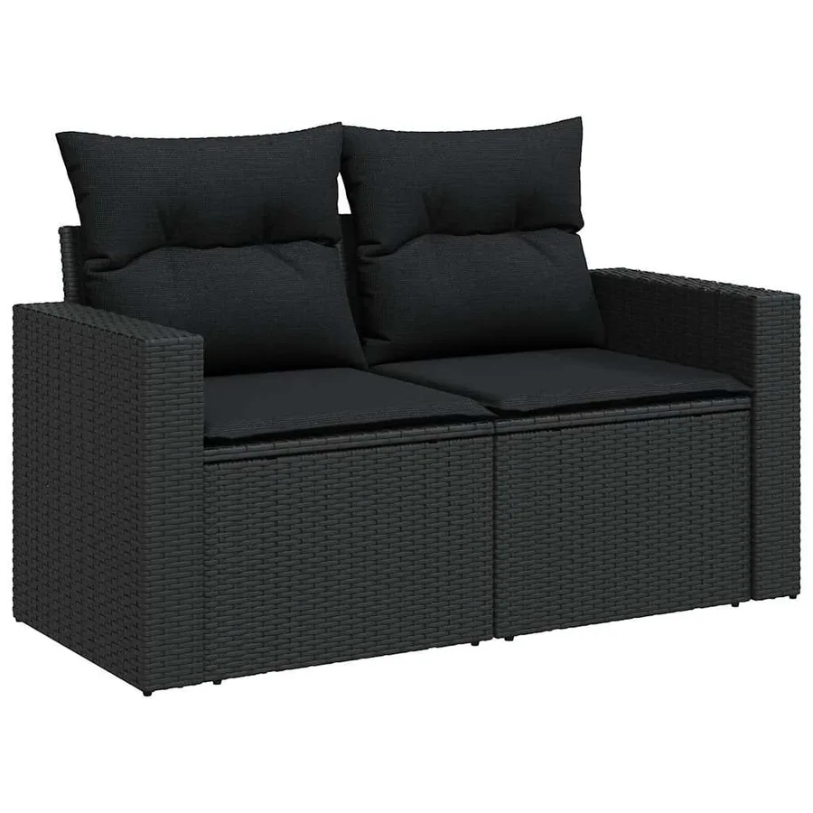 Salon de jardin 12 pcs avec coussins noir résine tressée - 8