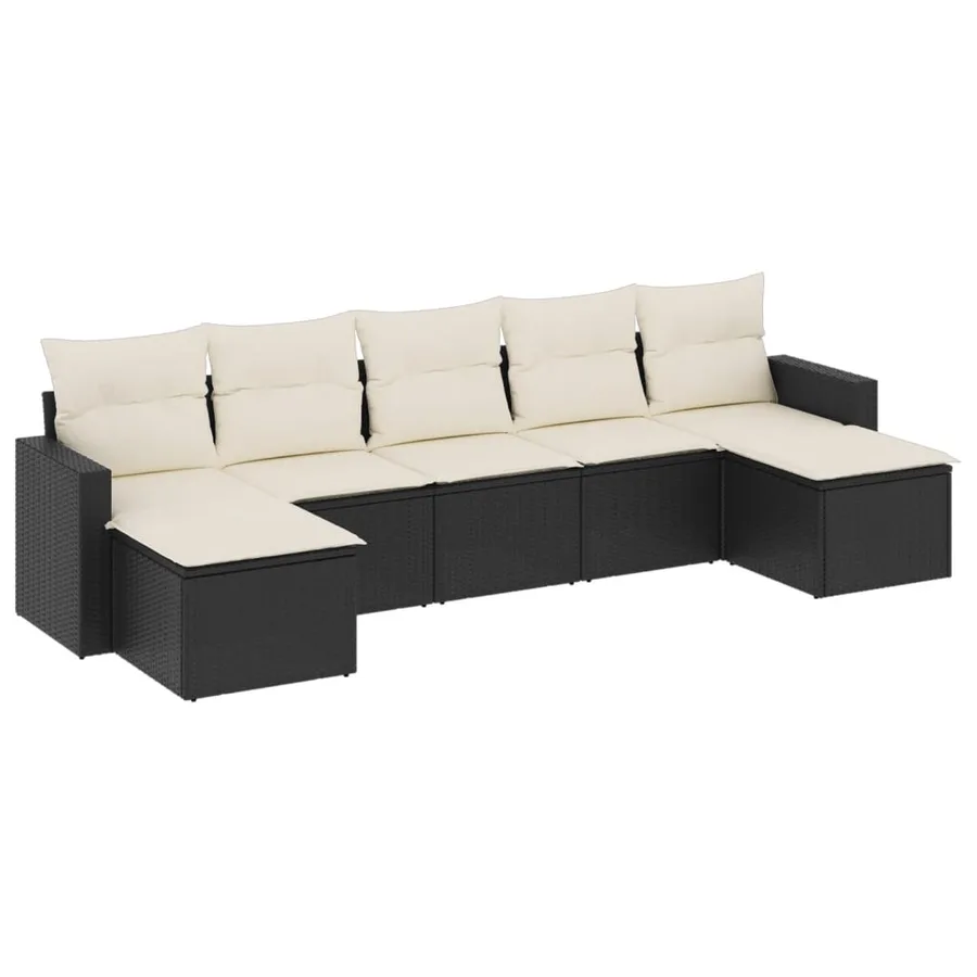 Salon de jardin 7 pcs avec coussins noir résine tressée 55 x 62 x 69 cm - 54,8 kg - 2