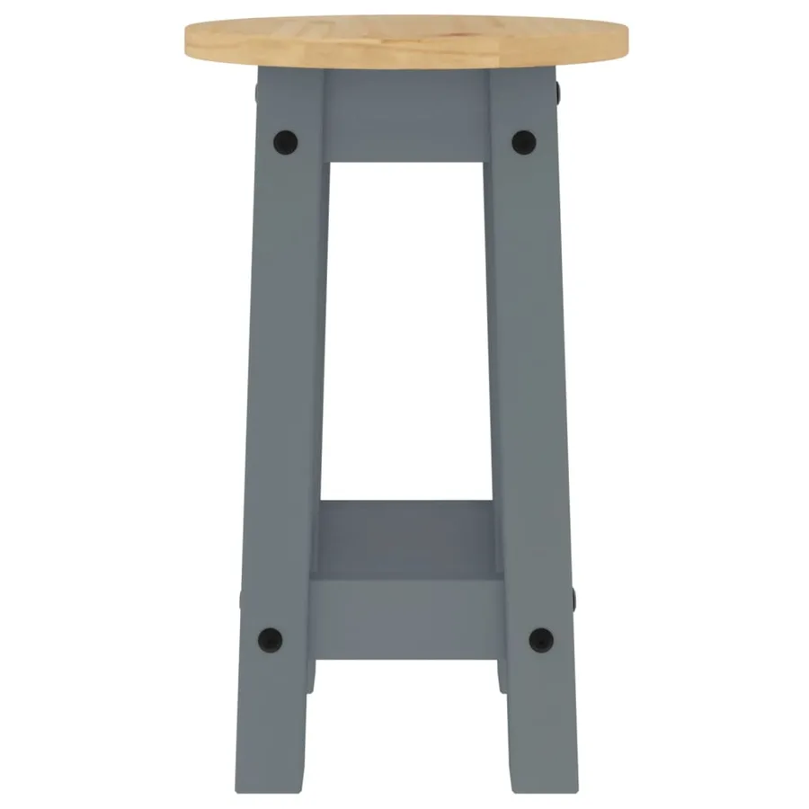 Tabourets de bar lot de 2 gris bois massif de pin - 5
