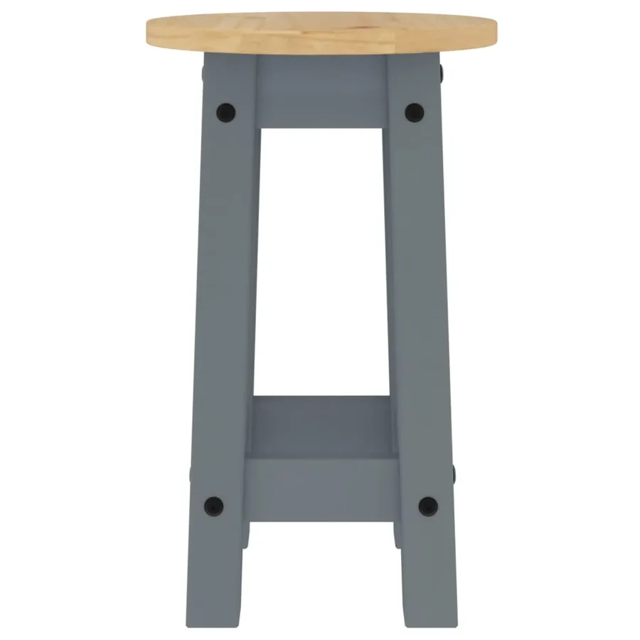Tabourets de bar lot de 2 gris bois massif de pin - 6