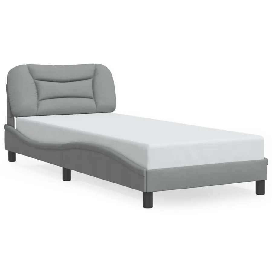 Cadre de lit avec LED sans matelas Hvar gris clair 90x190 cm tissu - 2
