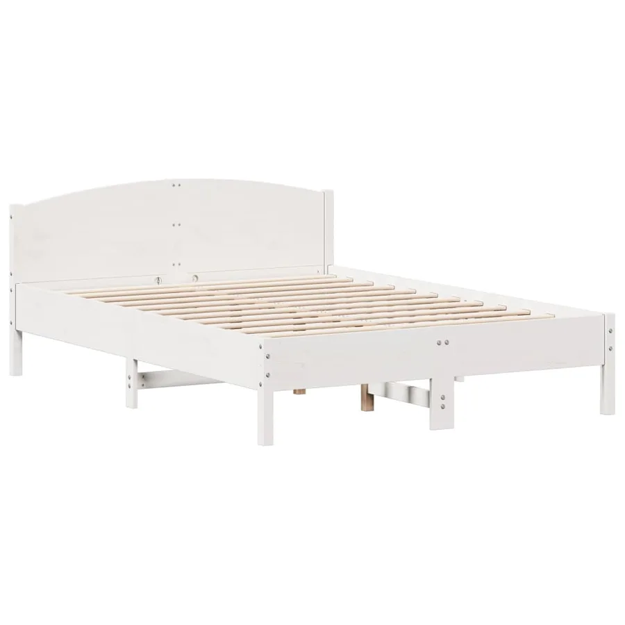 Cadre de lit sans matelas blanc 140x200 cm bois de pin massif - 2