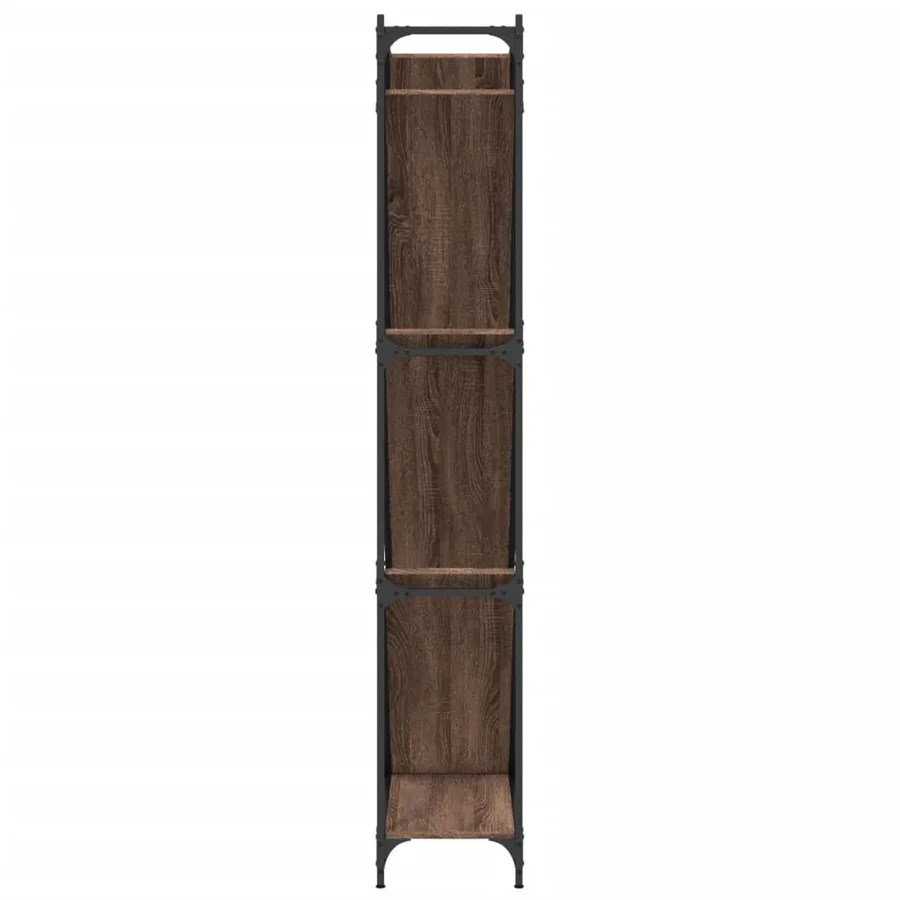 Bibliothèque chêne marron 79x30x180 cm bois ingénierie et métal - 6