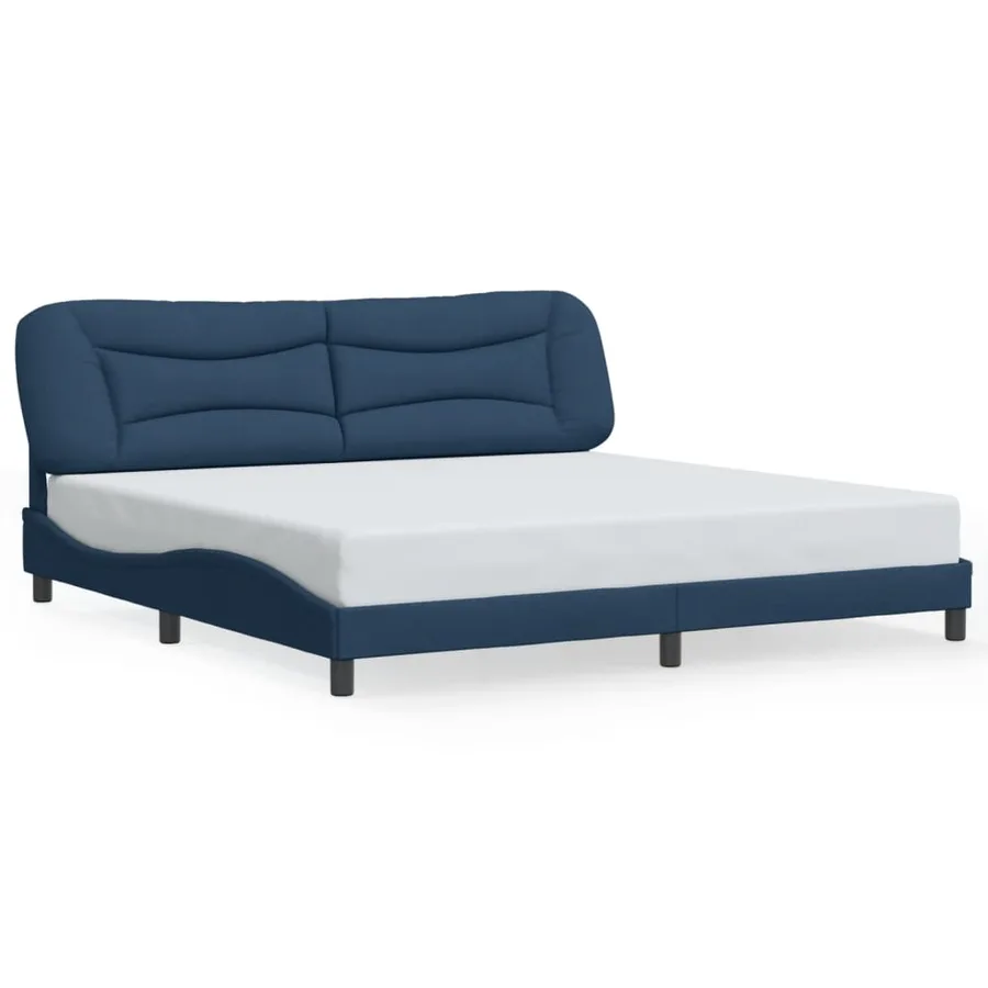 Cadre de lit avec LED sans matelas Hvar bleu 200x200 cm tissu - 5
