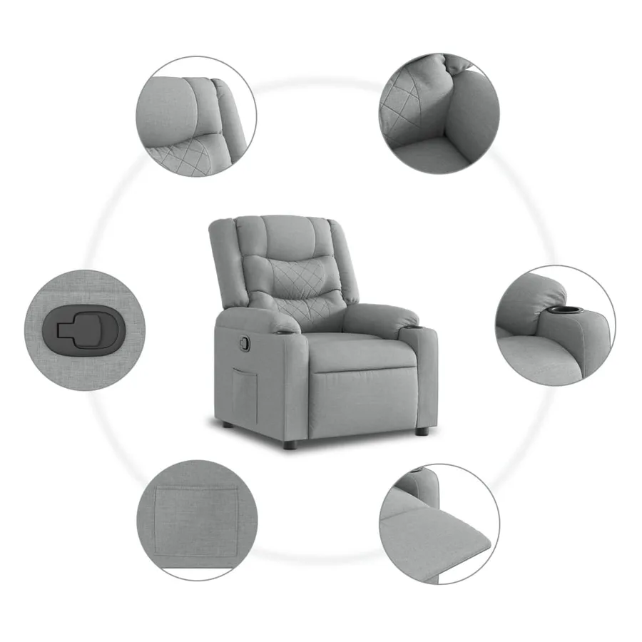 Fauteuil inclinable Gris clair Tissu - 8
