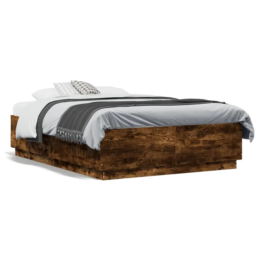 Cadre de lit avec LED sans matelas chêne fumé 120x190 cm - 5