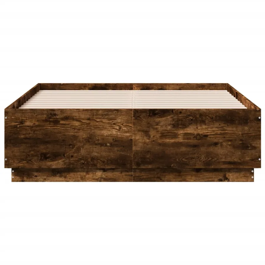 Cadre de lit avec LED sans matelas chêne fumé 120x190 cm - 6