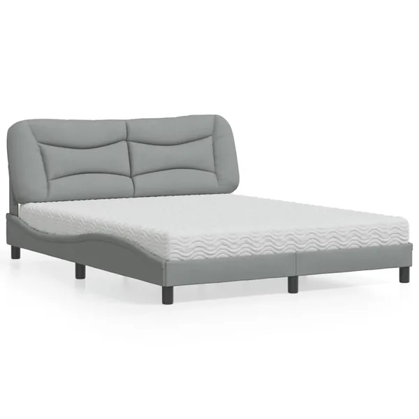 Lit avec matelas Hvar gris clair 160x200 cm tissu