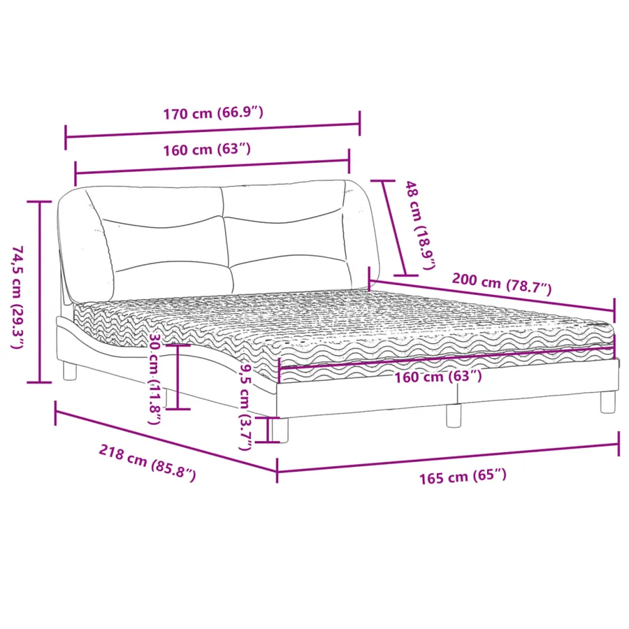 Lit avec matelas Hvar gris clair 160x200 cm tissu - 11