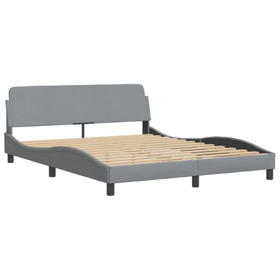 Lit avec matelas Hvar gris clair 160x200 cm tissu - 4