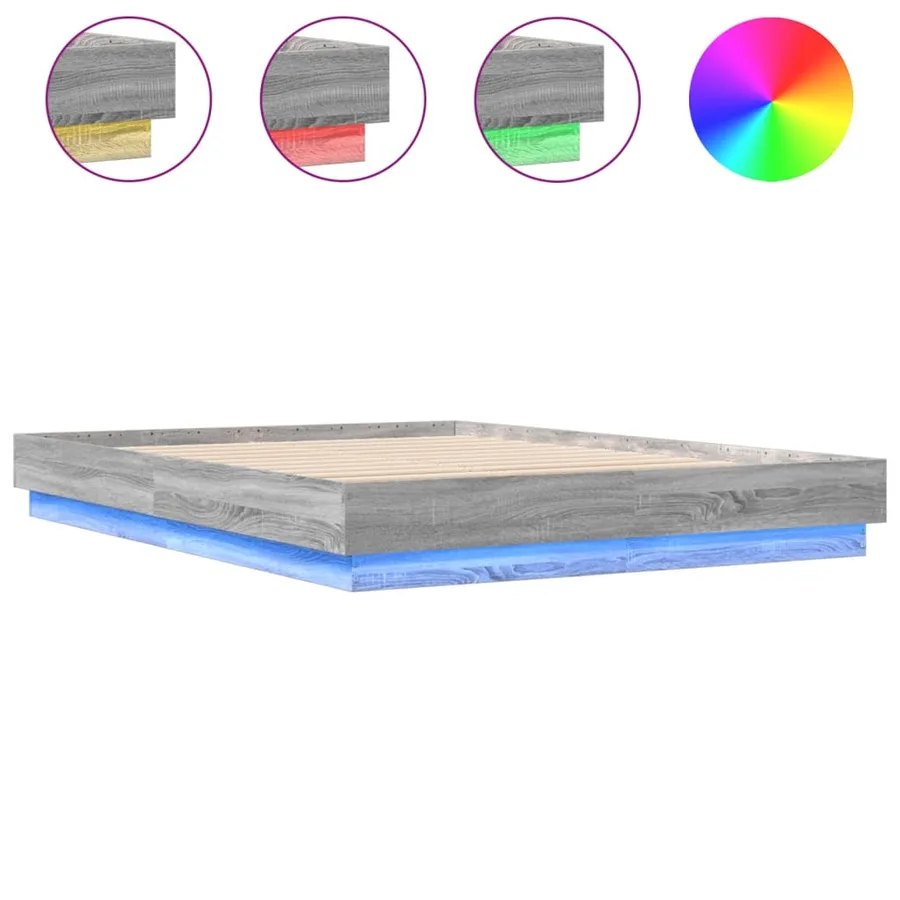 Cadre de lit avec LED sans matelas sonoma gris 160x200 cm - 2