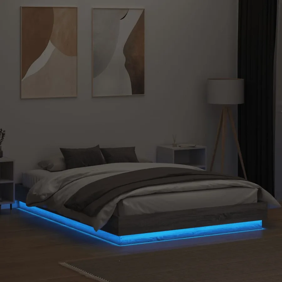 Cadre de lit avec LED sans matelas sonoma gris 160x200 cm - 4