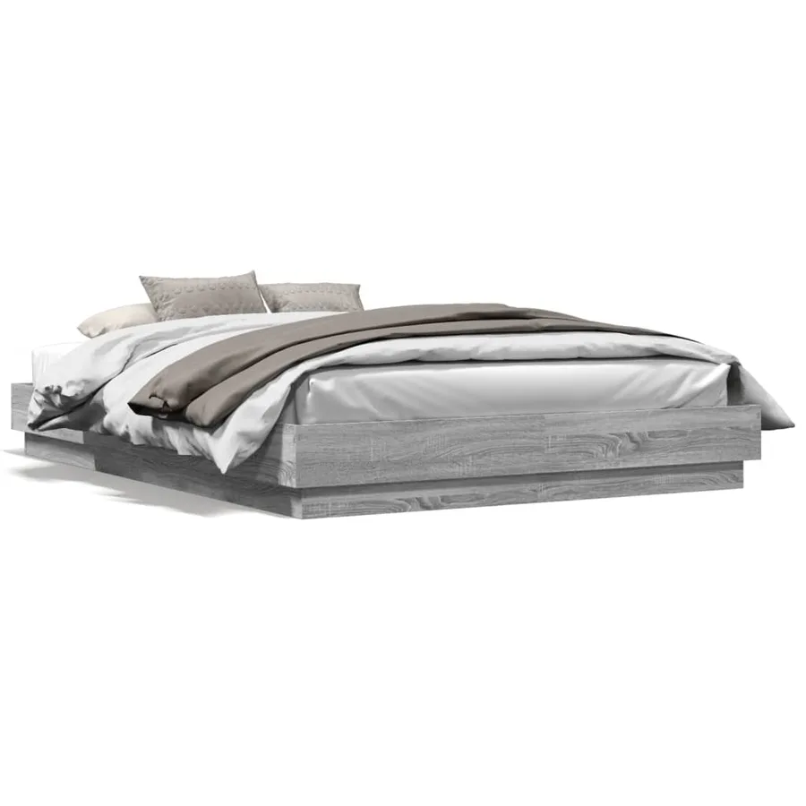 Cadre de lit avec LED sans matelas sonoma gris 160x200 cm - 5