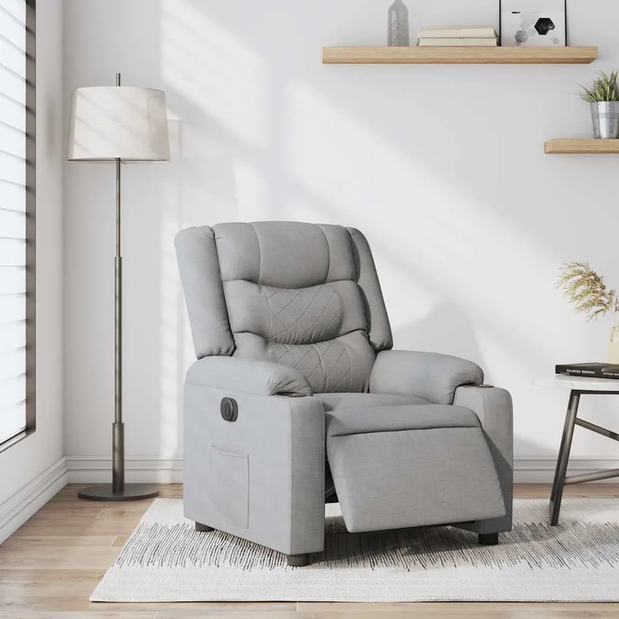 Fauteuil inclinable électrique Gris clair Tissu - 16