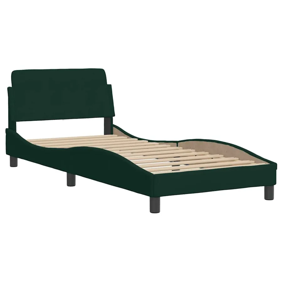 Lit avec matelas Dover vert foncé 90x190 cm velours - 4
