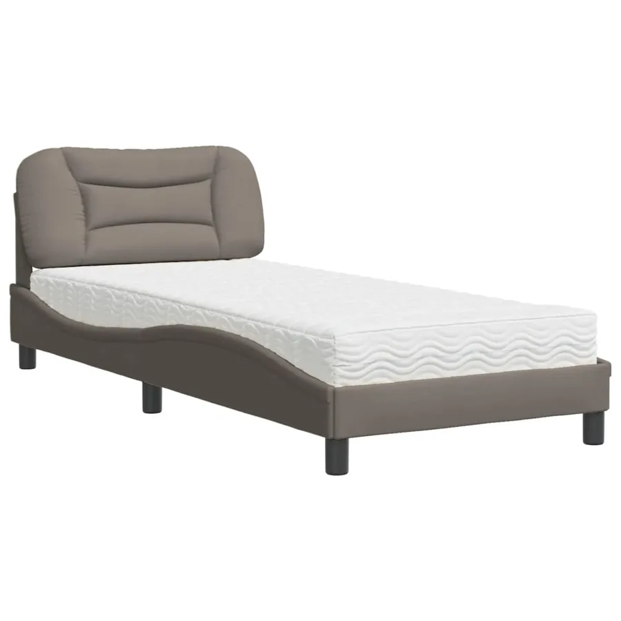 Lit avec matelas Hvar taupe 90x190 cm tissu - 2
