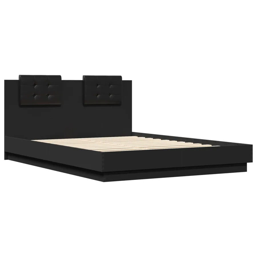 Cadre de lit sans matelas noir 150x200 cm - 3