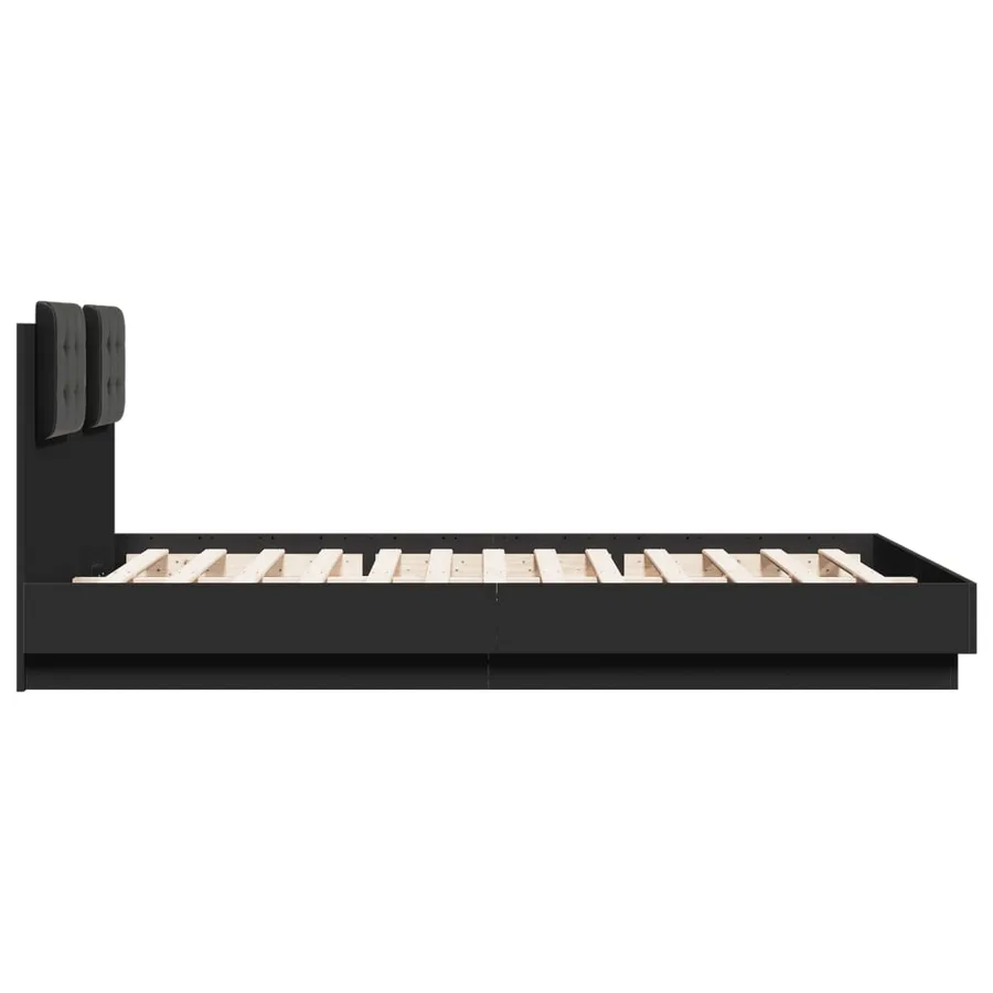 Cadre de lit sans matelas noir 150x200 cm - 5