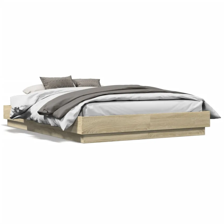 Cadre de lit avec LED sans matelas chêne sonoma 135x190 cm - 5