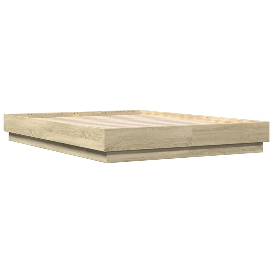 Cadre de lit avec LED sans matelas chêne sonoma 135x190 cm - 8
