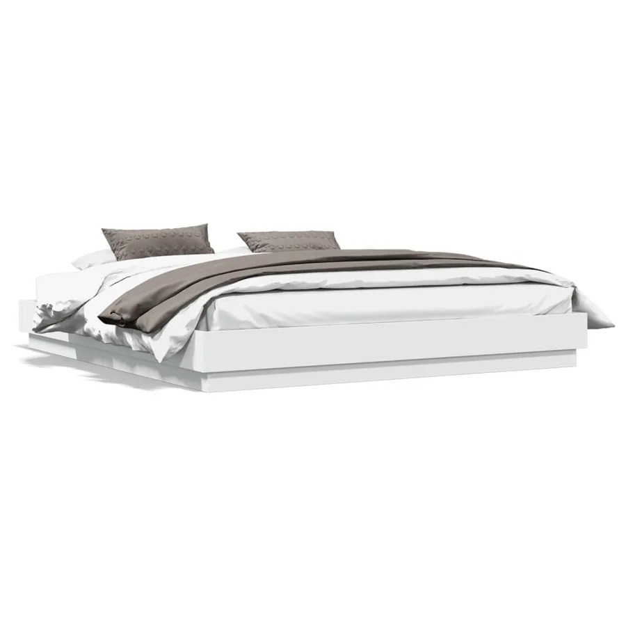 Cadre de lit sans matelas blanc 200x200 cm - 2
