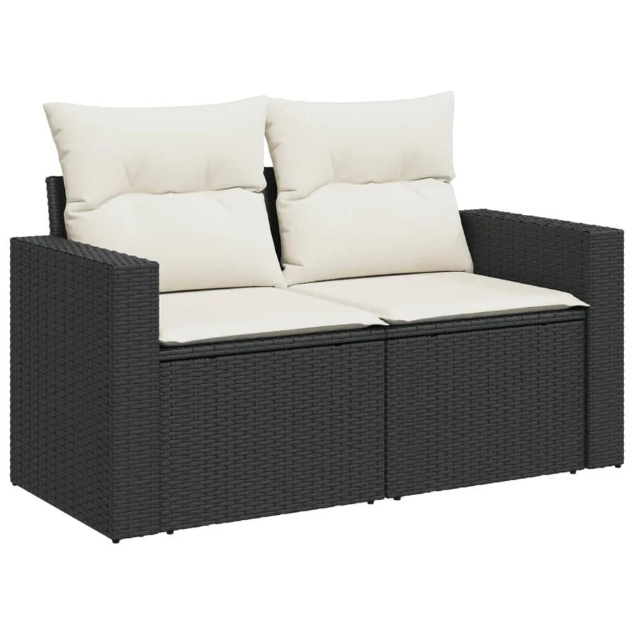 Salon de jardin 11 pcs avec coussins noir résine tressée - 8