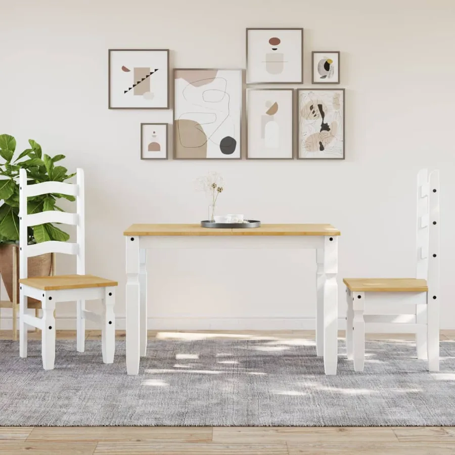 Table à manger Corona blanc 112x60x75 cm bois massif de pin - 3