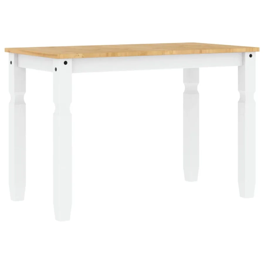Table à manger Corona blanc 112x60x75 cm bois massif de pin - 6
