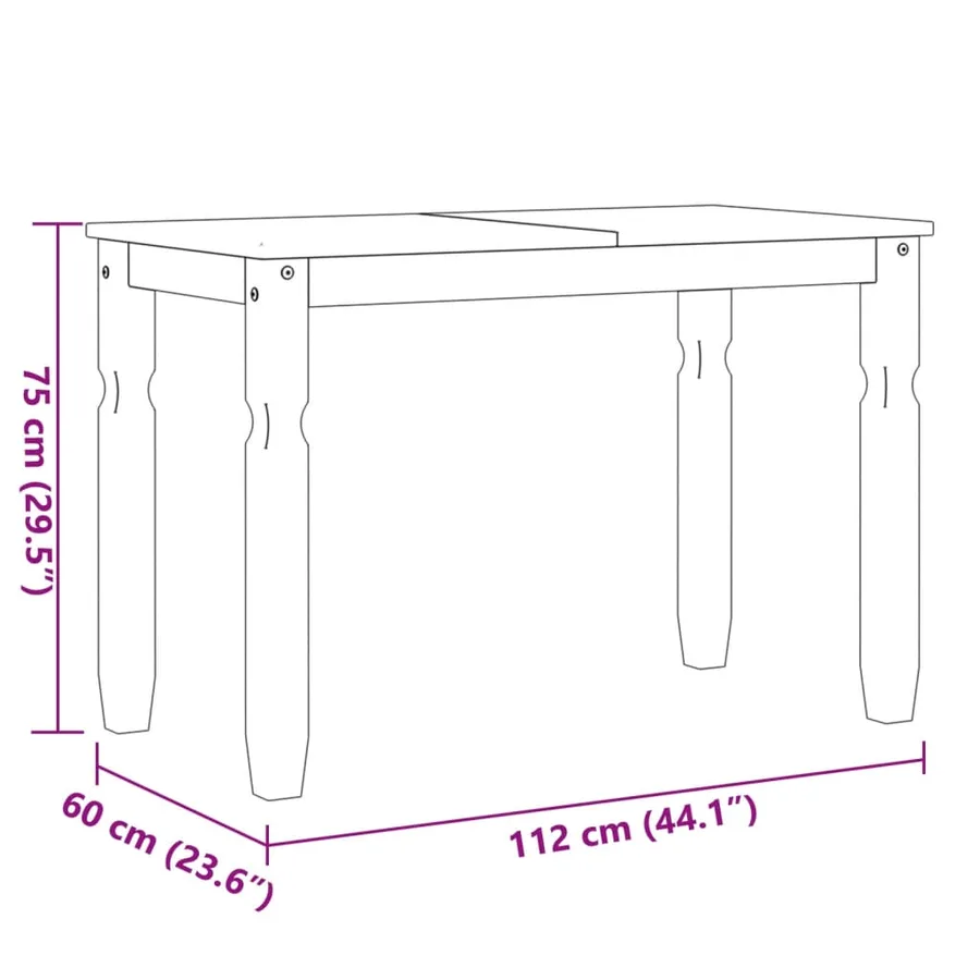 Table à manger Corona blanc 112x60x75 cm bois massif de pin - 8