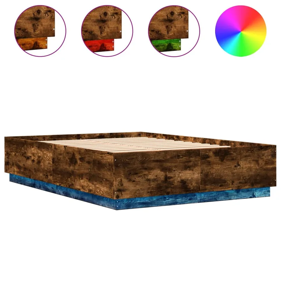 Cadre de lit avec LED sans matelas chêne fumé 120x200 cm - 2