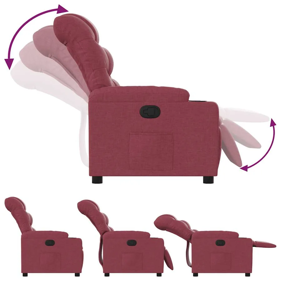 Fauteuil inclinable Rouge bordeaux Tissu - 4