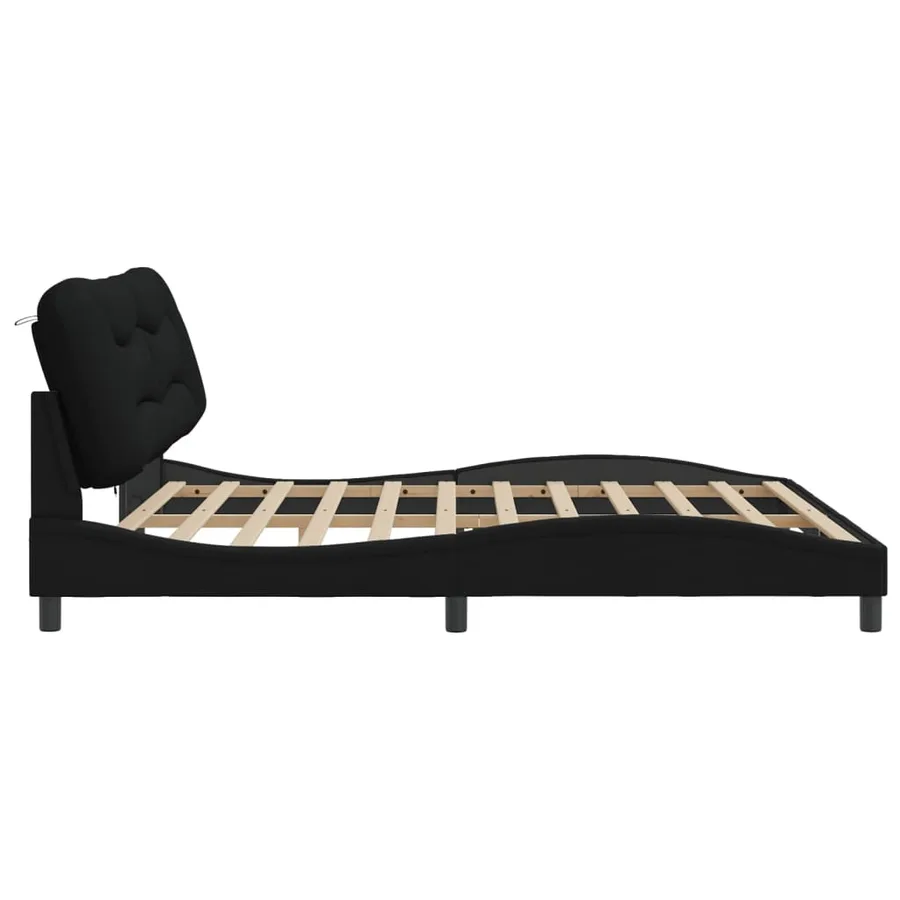Cadre de lit avec LED sans matelas Hvar noir 200x200 cm tissu - 8