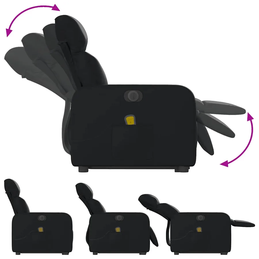 Fauteuil inclinable de massage électrique noir similicuir - 7